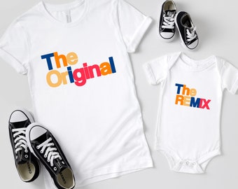 Original Remix Shirts Father Son Matching Look Mama Daughter Outfit Baby Body Printed Father Son Gift Father's Day Pregnancy Announcement