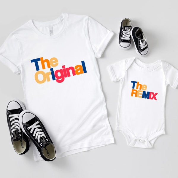 Original Remix Shirts Father Son Matching Look Mama Daughter Outfit Baby Body Stampato Padre Figlio Regalo Festa del papà Annuncio di gravidanza