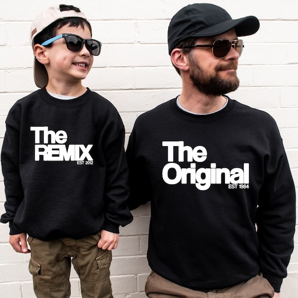 The Original The Remix Sweatshirts Vater Sohn Pullover Partnerlook Mama Tochter Outfit Set personalisiert Vater Sohn Geschenk Vatertag