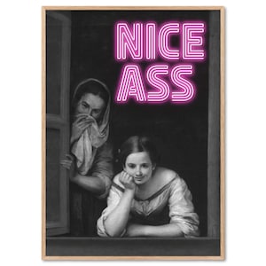 Immagini del bagno Poster divertenti con un bel sedere Immagine della camera da letto Decorazione del bagno per gli ospiti Stampa del bagno Poster in bianco e nero Decorazione vintage Poster alla moda