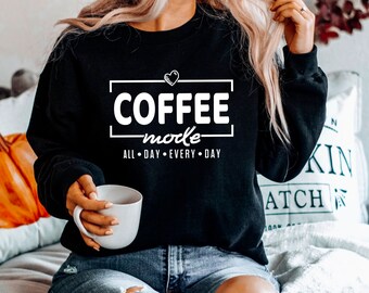 Koffie Mode Trui De Hele Dag Elke Dag Koffie Sweatshirt voor Koffieliefhebbers Cadeau Trui Unisex Miljoen Draadjes