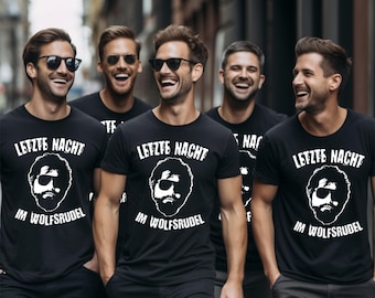 JGA Shirt Men Last Night in the Wolf Pack Bachelor Party T-Shirts Hangover Shirt JGA Shirts Funny Party Shirts Groom Wolf Pack