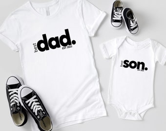 Best Dad T-Shirt Vater & Sohn Partnerlook Mutter Tochter Outfit Personalisiert Best Dad Best Son Shirts Vatertag Geschenk Muttertag Mama Me