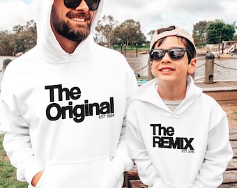 Personalized Dad and Son Sweater - Matching Dad and Child Outfit - The Original The Remix Hoodies Father Baby Mom Daughter Gift Father's Day