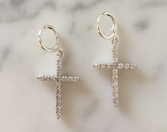 Ganci Argento 925 Orecchini Gotici Lunghi A Goccia - Crocifisso, Croce E Teschio Con Ganci In Argento 925 Orecchini Crocifisso Teschio - Foto 11