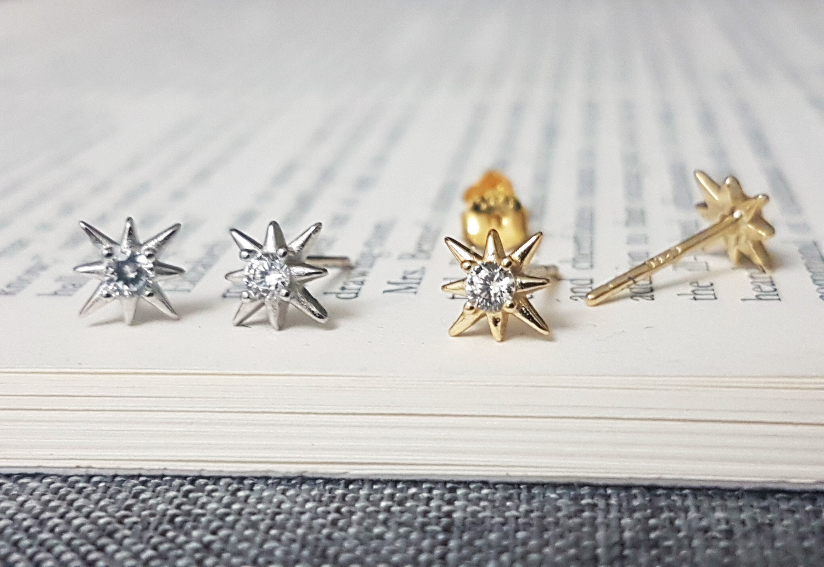 925 Sterling Silver Star Stud Earrings With CZ Crystals - Celestial Inspired Jewelry