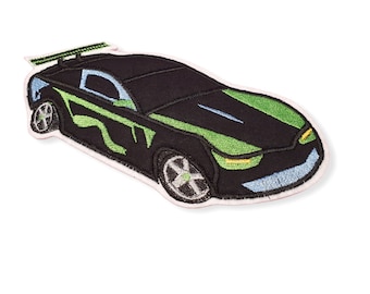 Application patch racing car black green