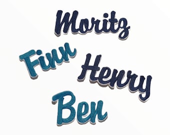 XXL name appliqué patch iron-on name in desired color school cone