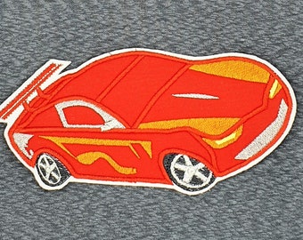 Application patch racing car red orange
