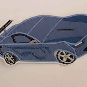 Application patch racing car blue