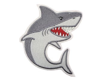 XL Patch Iron-On Shark Predatory Fish School Cone