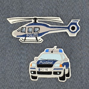 2er Set Aufnäher Polizei Hubschrauber Aplikation Schultüte Bild 1