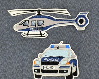 Set of 2 patches police helicopter application school cone