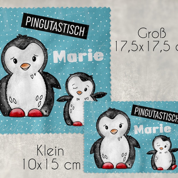 Reinigungstuch im Doppelpack für Brillen, Handy Displays und mehr I Personalisiert I Pinguin