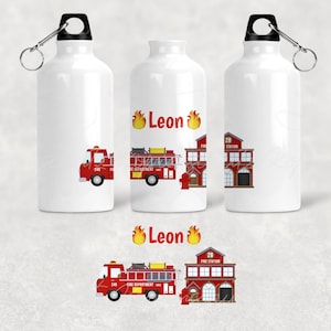 Personalized I Printed I Aluminum drinking bottle 500ml I optional with lunch box I children *fire brigade 1*