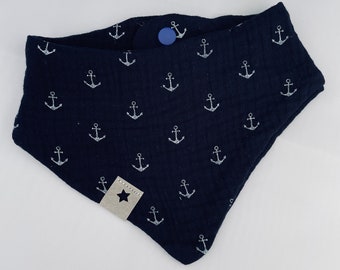 Muslin Baby Scarf Anchor Dark Blue Navy