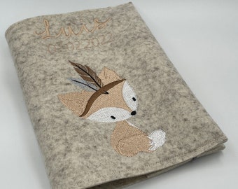 U-booklet made of felt personalized I U-booklet cover examination booklet protective cover fox boho embroidered I vaccination certificate cover I birth gift I baby