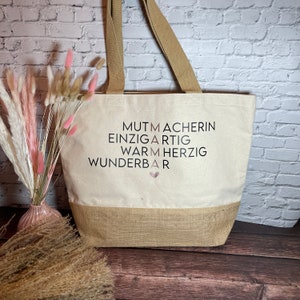 Personalisierte Jutetasche Shoppen mit Mama Geschenk Frau Schwester Freundin Mama Oma Einkaufstasche Geburtstag I Muttertag Bild 1