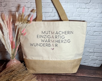 Personalisierte Jutetasche Shoppen mit Mama | Geschenk Frau | Schwester | Freundin | Mama | Oma | Einkaufstasche | Geburtstag I Muttertag