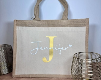 Personalized jute bag shopping with mom | Gift woman | sister | girlfriend | Mom | Grandma | Shopping bag | Birthday I Mother's Day