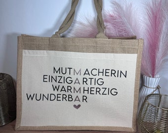 Personalized jute bag shopping with mom | Gift woman | sister | girlfriend | Mom | Grandma | Shopping bag | Birthday I Mother's Day