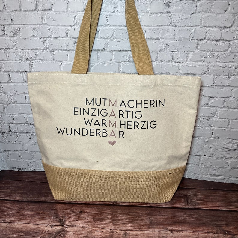 Personalisierte Jutetasche Shoppen mit Mama Geschenk Frau Schwester Freundin Mama Oma Einkaufstasche Geburtstag I Muttertag Bild 8