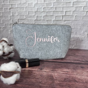 Borsa cosmetica in feltro personalizzata con nome | Regalo per le donne | Mamma | Festa della mamma | Borsa per il trucco | Compleanno | Migliore amico | borsa da toilette