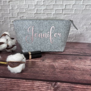 Personalisierte Kosmetiktasche Filz mit Name | Geschenk Frau | Mama | Muttertag | Schminktasche | Geburtstag | Beste Freundin | Kulturtasche
