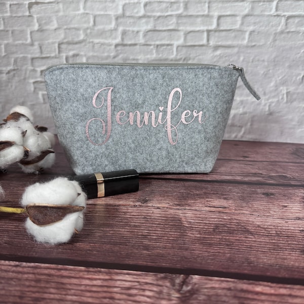 Personalized cosmetic bag felt with name | Gift woman | Mom | Mother's Day | Makeup bag | birthday | Best friend | Toiletry bag