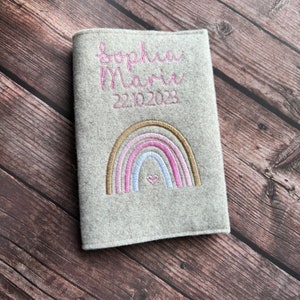 U-boekje van vilt gepersonaliseerd I U-boekje omslag examenboekje beschermhoes regenboog boho geborduurd I vaccinatiebewijs omslag I geboorte I baby