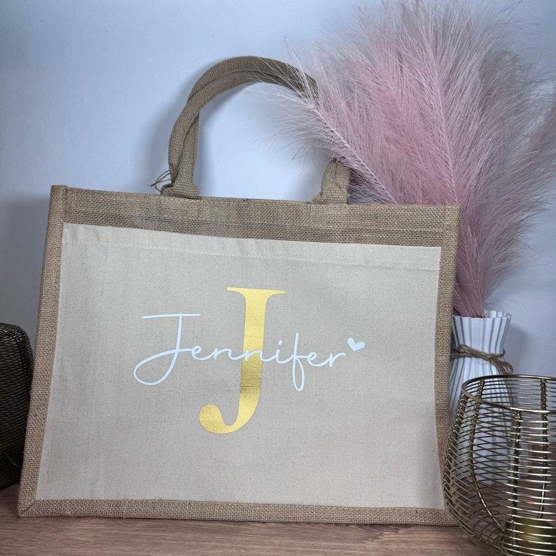 Personalisierte Jutetasche Shoppen mit Mama Geschenk Frau Schwester Freundin Mama Oma Einkaufstasche Geburtstag I Muttertag Bild 5