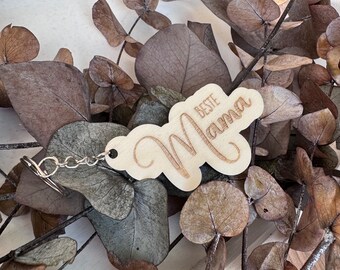 Personalized keychain best mom gift Mother's Day Grandma souvenir attention Father's Day Dad Grandpa wood handmade unique