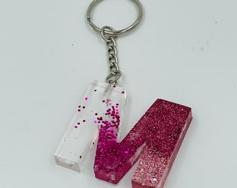 Personalized Keychain Letter Resin Glitter