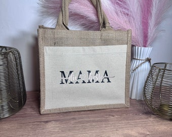 Personalized jute bag shopping with mom | Gift woman | sister | girlfriend | Mom | Grandma | Shopping bag | Birthday I Mother's Day