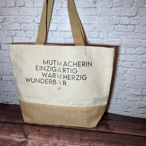 Personalisierte Jutetasche Shoppen mit Mama Geschenk Frau Schwester Freundin Mama Oma Einkaufstasche Geburtstag I Muttertag Bild 3