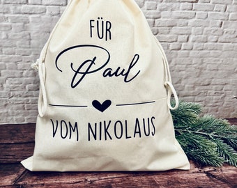 Personalisierter Nikolaussack | Nikolaussäckchen | Nikolausstrumpf | Nikolausgeschenk I Personalisiertes Nikolaussäckchen aus Baumwolle