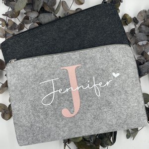Personalisierte Kosmetiktasche Filz mit Name Geschenk Frau Mama Muttertag Schminktasche Geburtstag Beste Freundin Kulturtasche