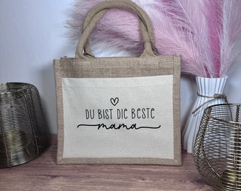 Personalisierte Jutetasche Shoppen mit Mama | Geschenk Frau | Schwester | Freundin | Mama | Oma | Einkaufstasche | Geburtstag I Muttertag