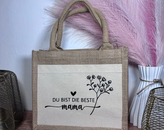 Personalized jute bag shopping with mom | Gift woman | sister | girlfriend | Mom | Grandma | Shopping bag | Birthday I Mother's Day