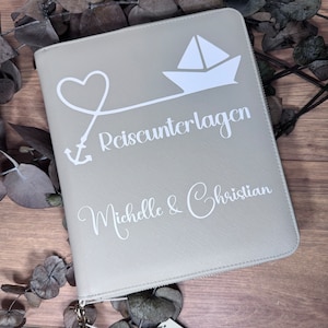 Reisorganisator voor reisdocumenten gepersonaliseerd met naam vaccinatiebewijs reiskoffer paspoort familieorganisator cadeau-idee bruiloft vakantie