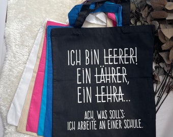 Baumwollbeutel Lehrerin Lehrer | witzige Geschenkidee für Lehrerin zum Abschied | personalisiertes Geschenk Lehrer