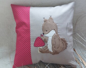 Name pillow / birth pillow with a cute squirrel - can be personalized with name and birth dates