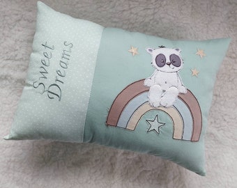 Name pillow / birth pillow with cute panda - customizable with name and dates of birth