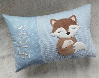 Name pillow / birth pillow with cute fox - customizable with name and dates of birth