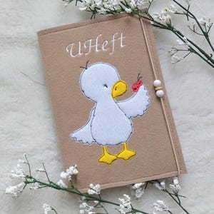 Couverture pour livret U en feutre - brodée d'une jolie oie - Personnalisable avec nom - Couverture pour passeport mère / pass maman / U-booklet