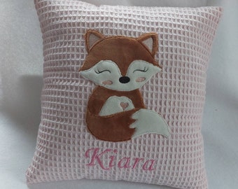 Name pillow / birth pillow with cute fox - customizable with name and dates of birth