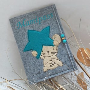 Couverture pour livret U en feutre - brodée d'une jolie souris - Personnalisable avec nom - Couverture pour passeport mère / pass maman / U-booklet