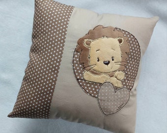 Name pillow / birth pillow with sweet lion - customizable with name and dates of birth