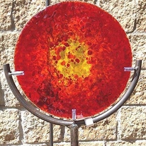 Gartenskulptur Design Sonne aus Glas und Metall - Exklusive Gartendeko