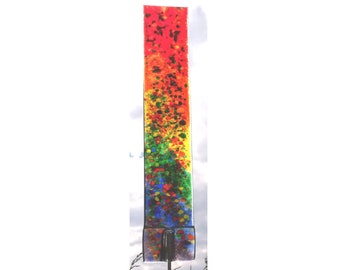 Sun catcher garden stake galaxy fused glass